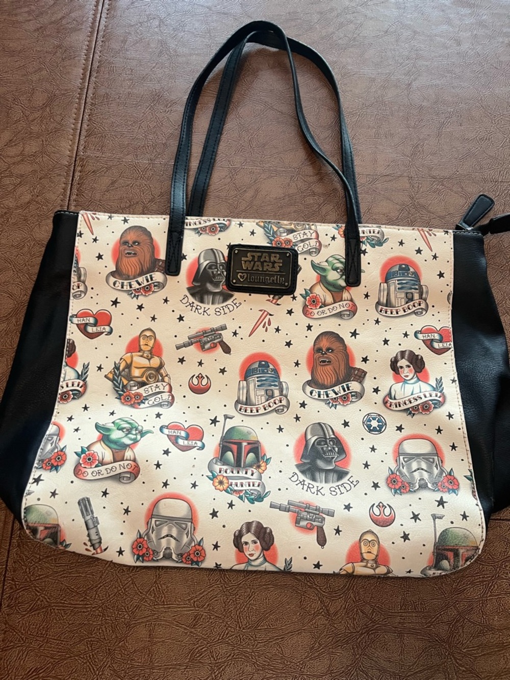 Loungefly Cream and Black Star Wars Character Tattoo Print Bag/Purse